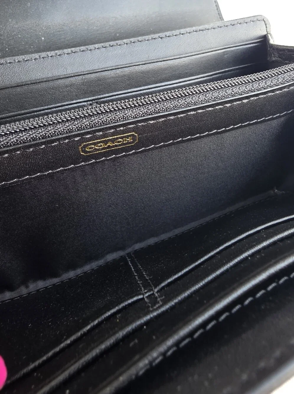 NWT Coach Madison Slim Flap Black Pebbled Leather Wristlet Clutch